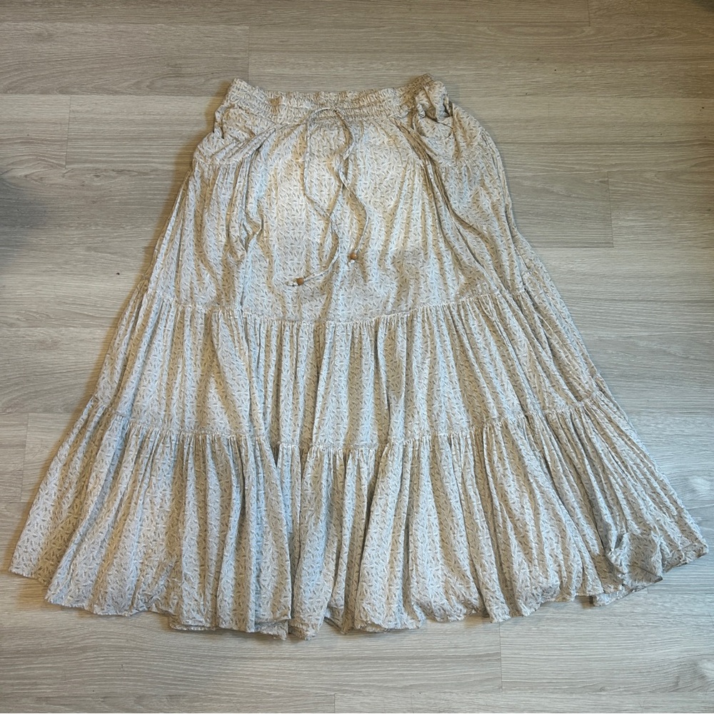 Free People Cream Tiered Maxi Skirt